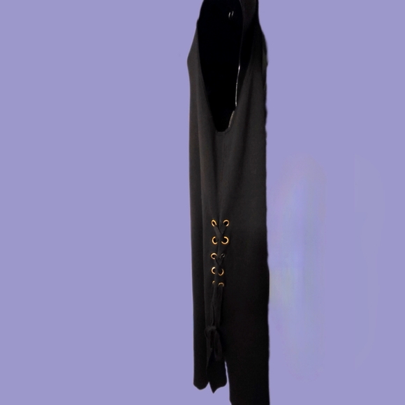NWT Ashley Stewart black long knitted dress slit lace up sides, Size 18/20 US - Picture 4 of 11